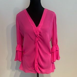 KOBI HALPERIN Stretch Silk Blouse in fuchsia